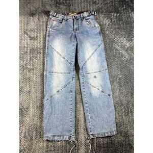 Love Trends Jeans Womens 7 Blue Denim Cotton Straight Leg‎ Logo Ankle Drawstring
